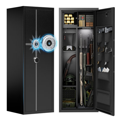 8 Large Gun Safe for Shotguns with Lockable Inner Cabinet & Removable Adjustable Pegboard, Gun Cabinet with Dual Alarm & Mute Function