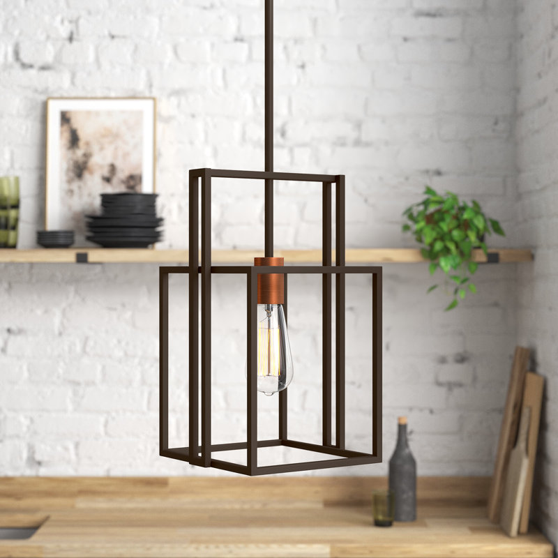 Luminaire suspendu simple géométrique à 1 lumière Larchmont, Bronze / Cuivre