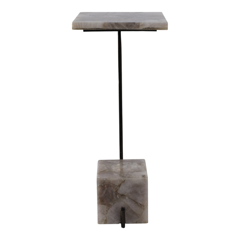 Modern Metal Aluminum Accent Table With Geometric Base And Sleek Contemporary Design