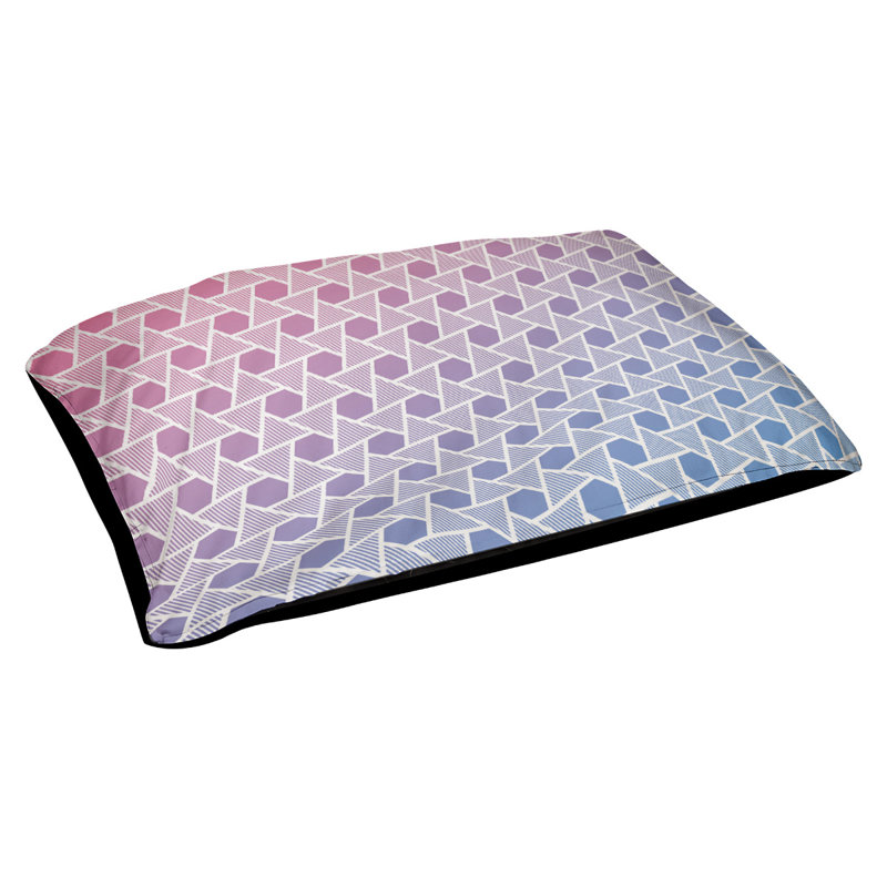 Coussin décoratif à triangles hexagonaux Rainbow, Utilisation intérieure / extérieure, Rose/bleu, Grand (L 40 po x l 50 po)