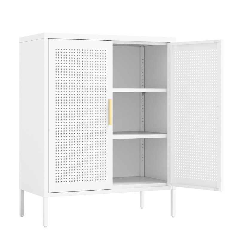 Armoire de rangement en métal blanc, 2 portes réglables, solution réglable, acier laminé à froid, stable pour tout espace, classeur en acier de 45,66 lb, finition blanche, fabrication haute résistance, protège les objets de valeur,