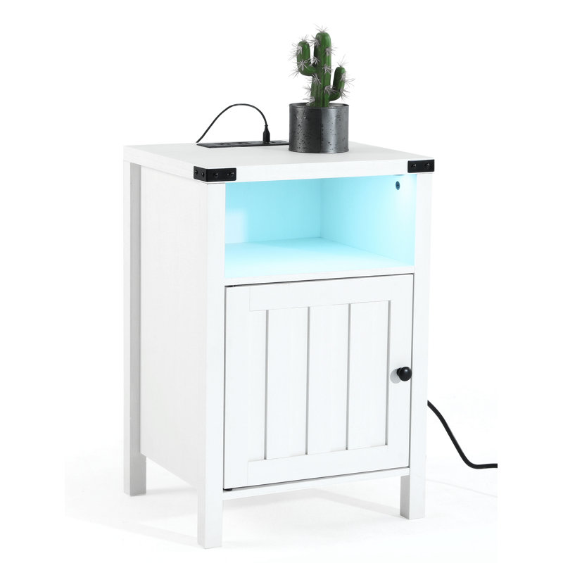Table de chevet Jaano, Blanc antique