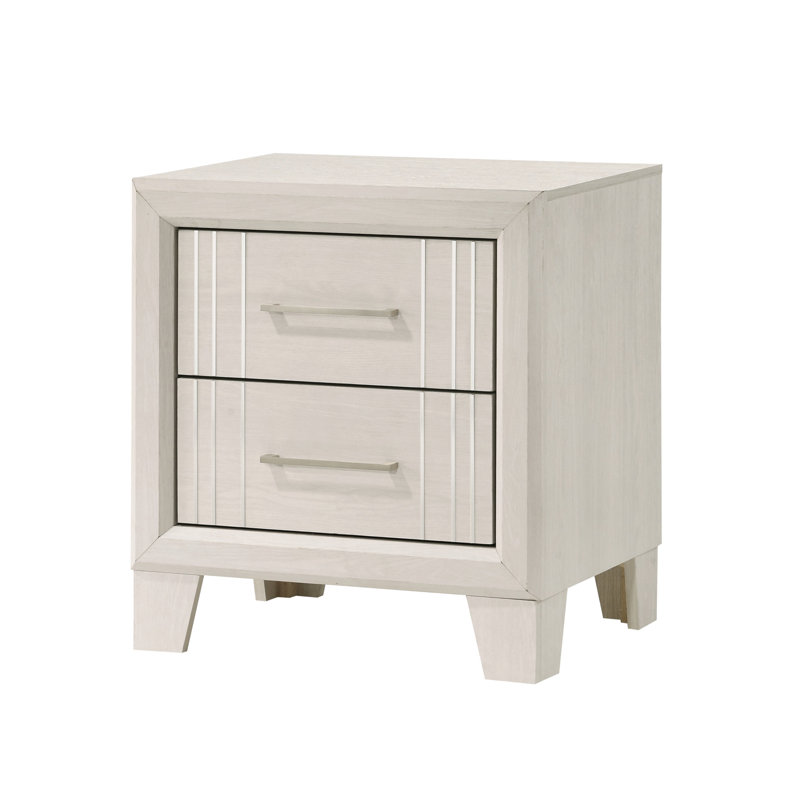 Table de chevet contemporaine à deux tiroirs 1pc, Beige