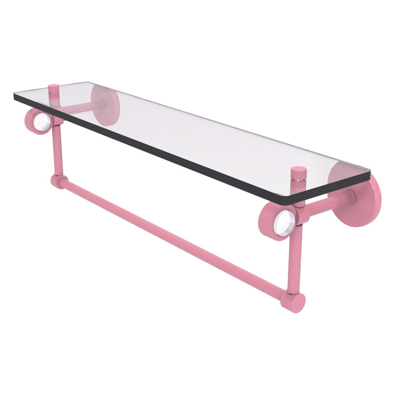 Tablette flottante avec barre à serviettes Clearview, H 6,2 po x l 22 po x P 5,65 po, Rose