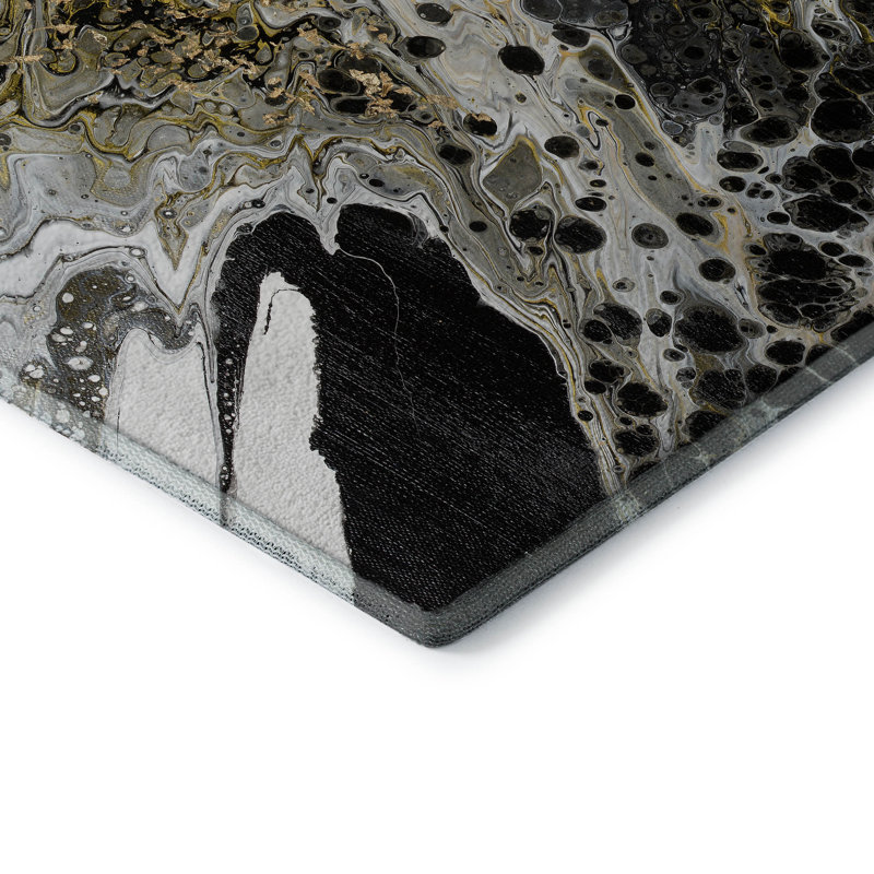 Premium Machine Washable Chananya Midnight Rug, Rectangle 1'8" x 2'6"