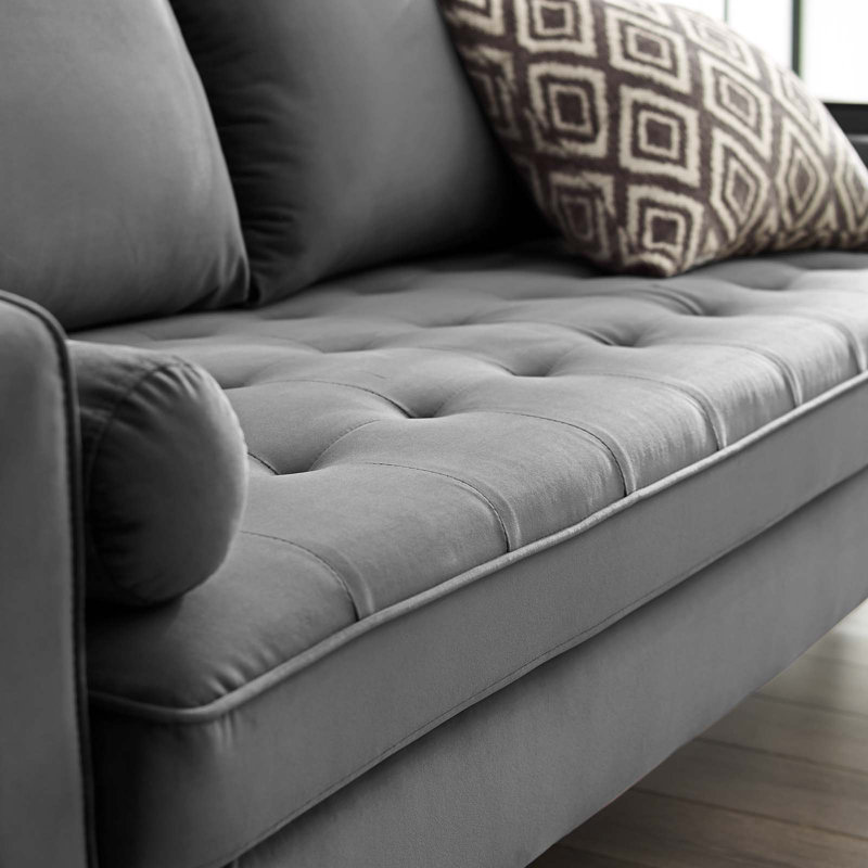 Valour Performance Velvet Sofa by Modway, Gray Velvet