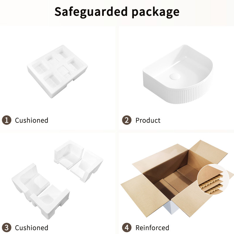 Modern Bathroom Rectangle Above Counter Vessel Sink - Ceramic Wash Basin Bowl In Milk White, High Density Porcelain, Non Overflow, 13.45 Width Impact , Secure Cushion Package, 17.88 Lb