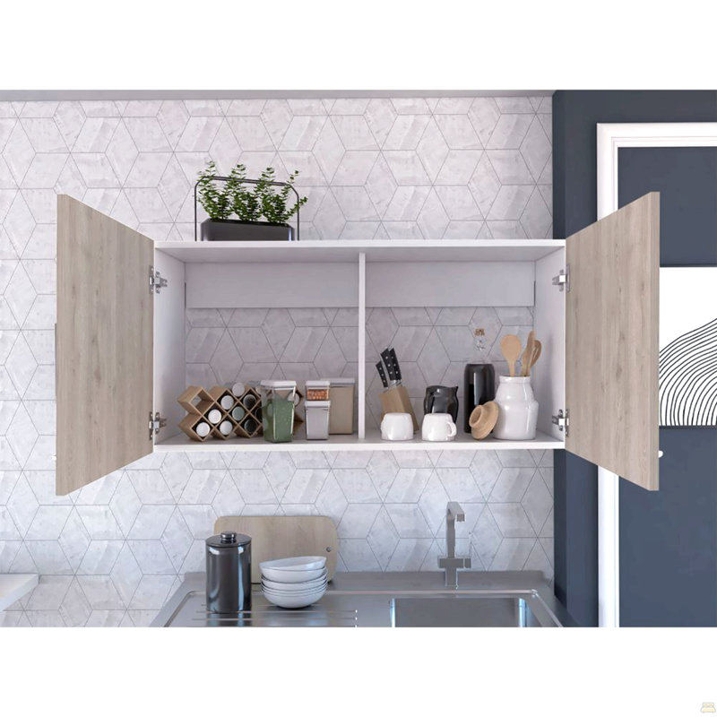 Armoire murale 2 portes 2 compartiments, Gris clair