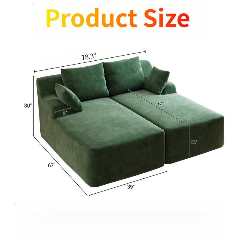 Canapé-lit modulaire en osier 2 pièces Boneless, Vert