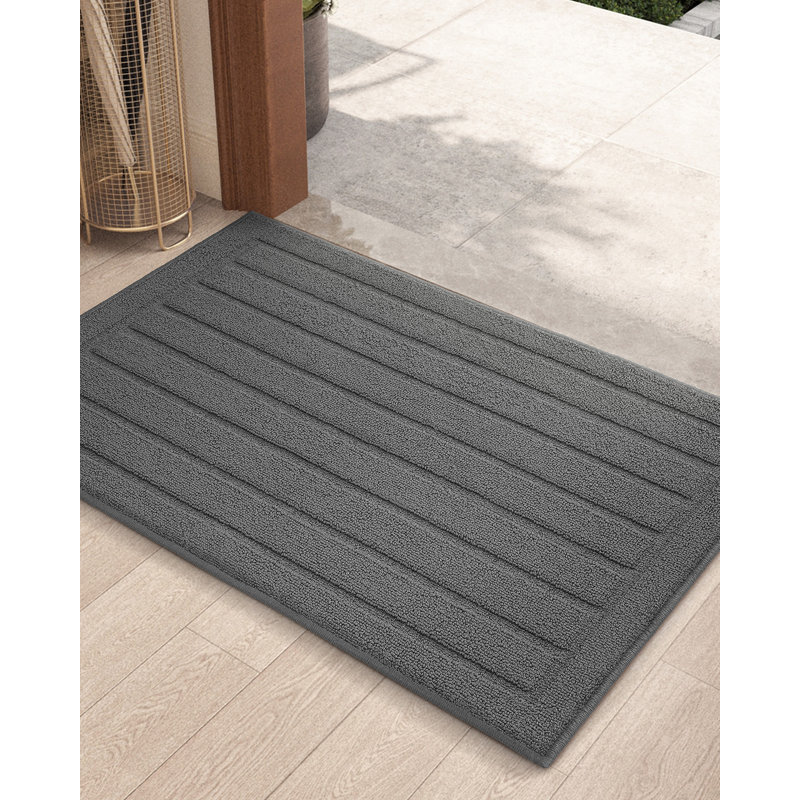 Taeshaun Non-Slip Striped Indoor Doormat, Dark Gray, 20" W x 36" L