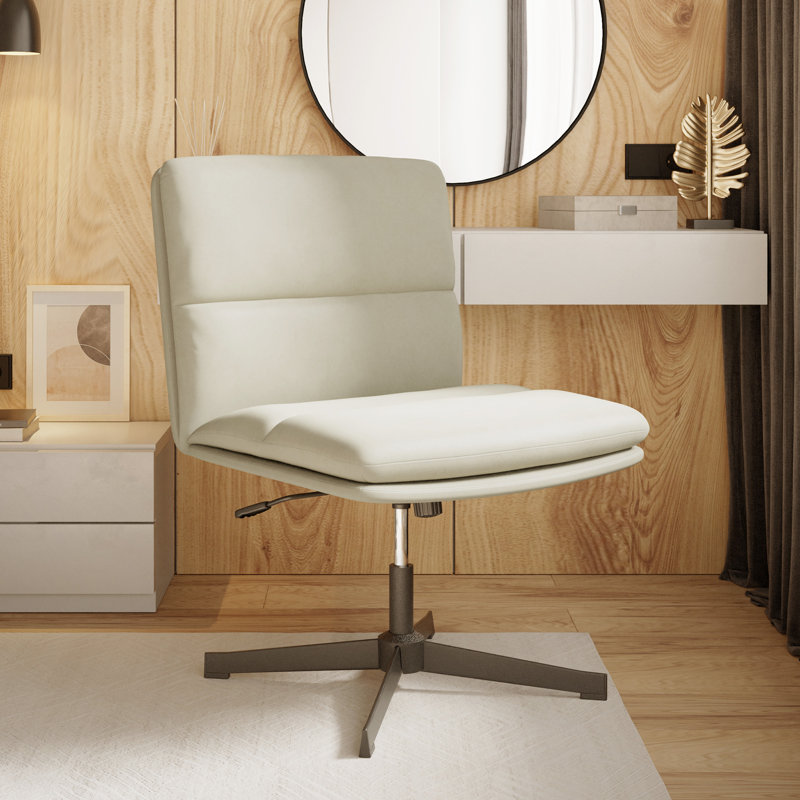 Khadiza Faux Leather Task Chair 25.2'' W, Beige