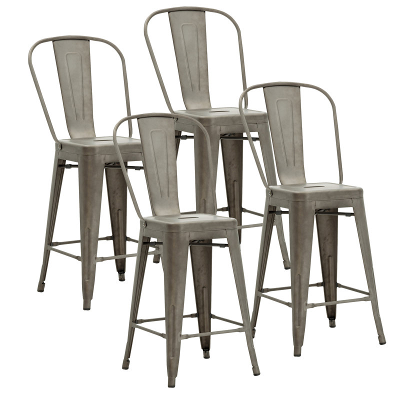 Wyatt Patio Bar Stool, Gunmetal Gray