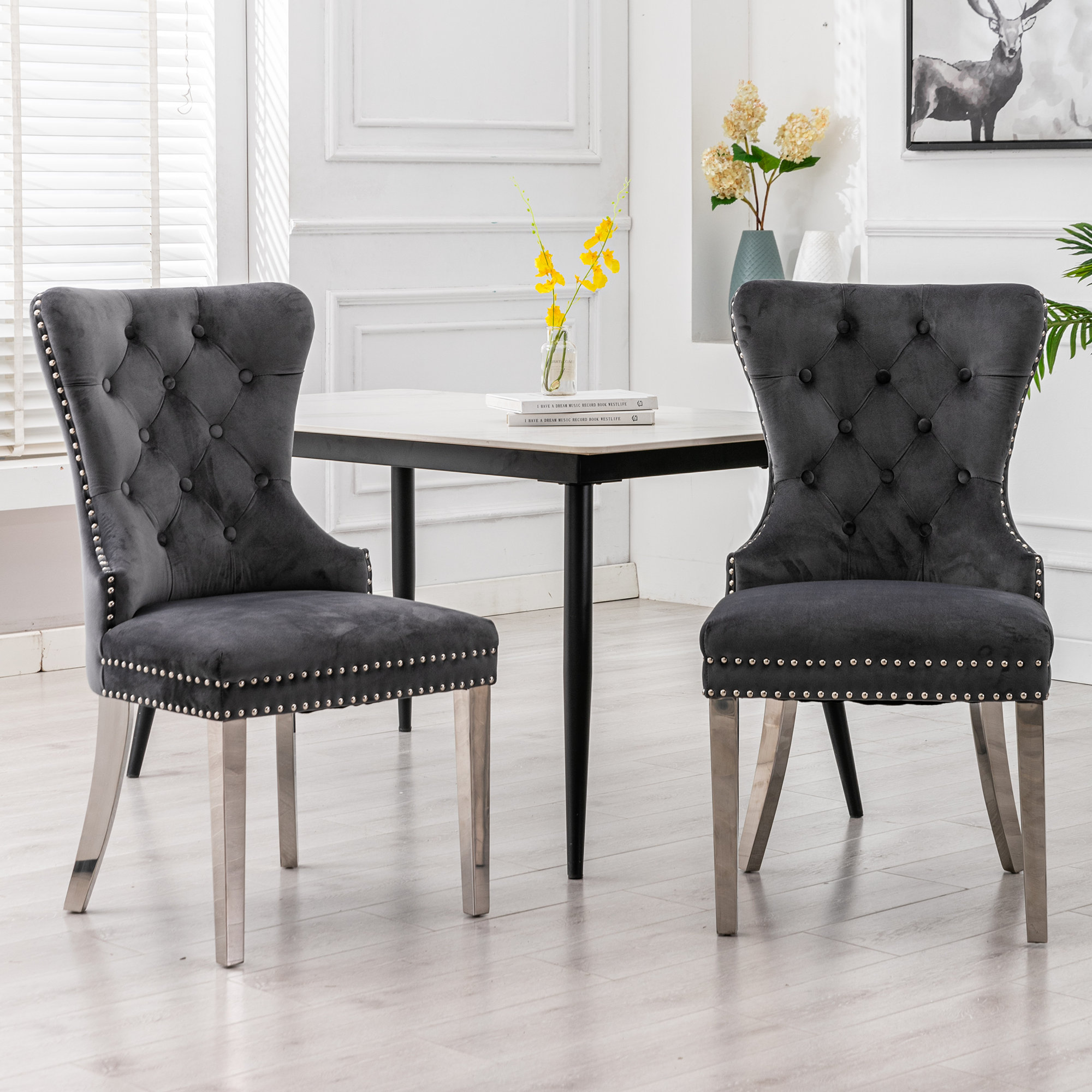 Parsons Chair Black Velvet Tufted Dining Chairs Parsons Chair