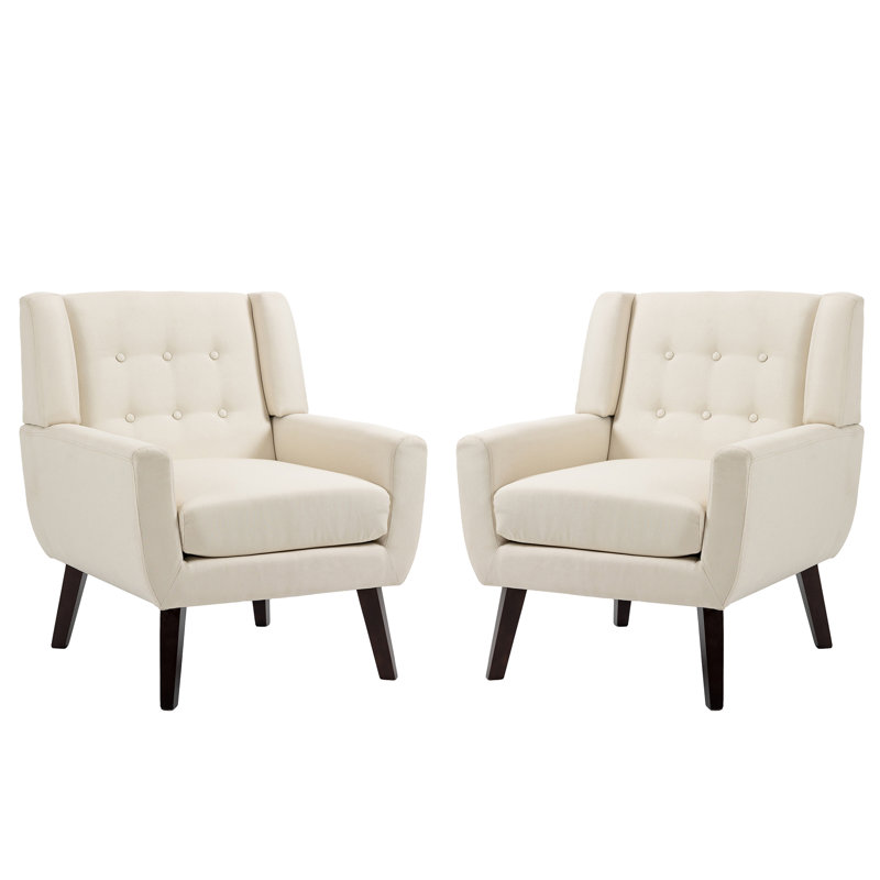 Jaqueze 73.4 Cm Wide Cotton Armchair, White Linen Blend