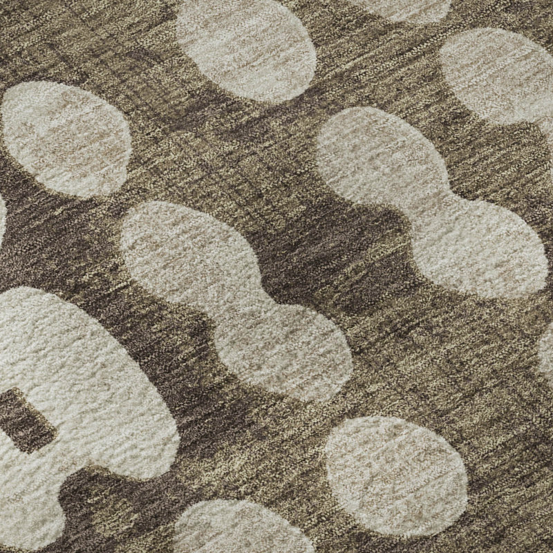 Premium Machine Washable Prisco Brown Rug, Rectangle 3' x 5'