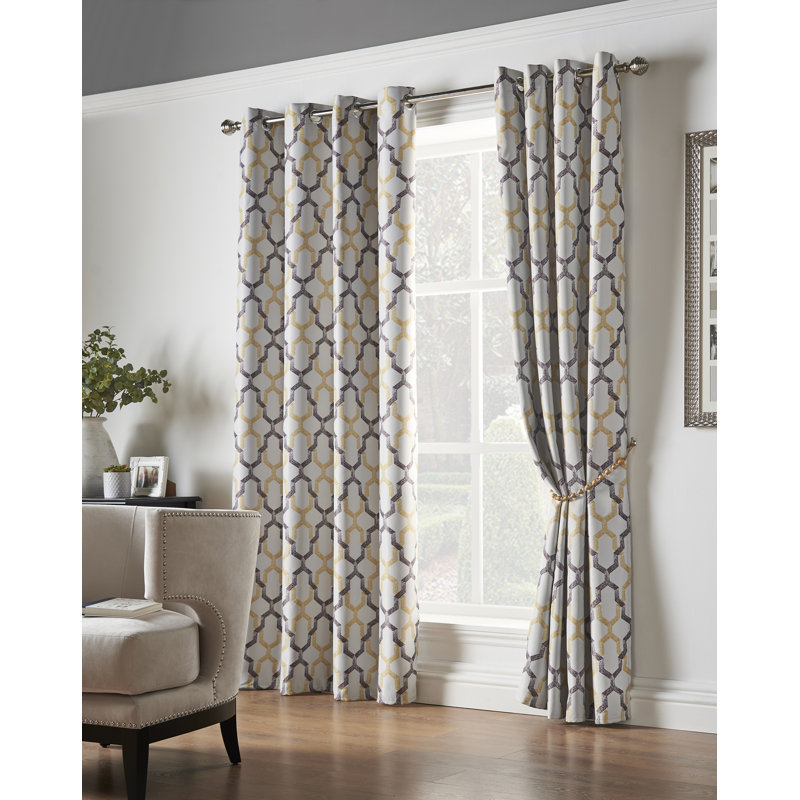 Odle Semi Sheer Curtain Pair, 229 W x 229 D cm, Ochre