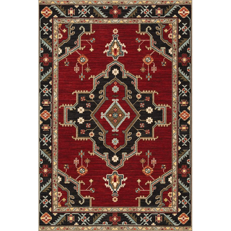 Tapis brun rétro à motif traditionnel lavable à la machine, Tapis de couloir 2 pi 6 po x 6 pi 7 po