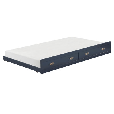 Navy Blue Finish Trundle with Casters Movement Bedroom Furniture 1pc