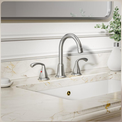 8 Inch Brushed Nickel Widespread Bathroom Sink Faucet 2 Pack, 2 Handle 3 Hole Bathroom Faucet With Metal Pop Up Drain And Water Supply Lines