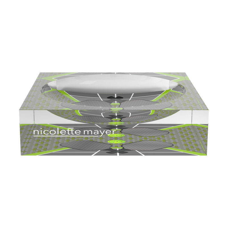 Square Abstract Decorative Tray, 6"W x 6"D x 2"H, Silver Lime