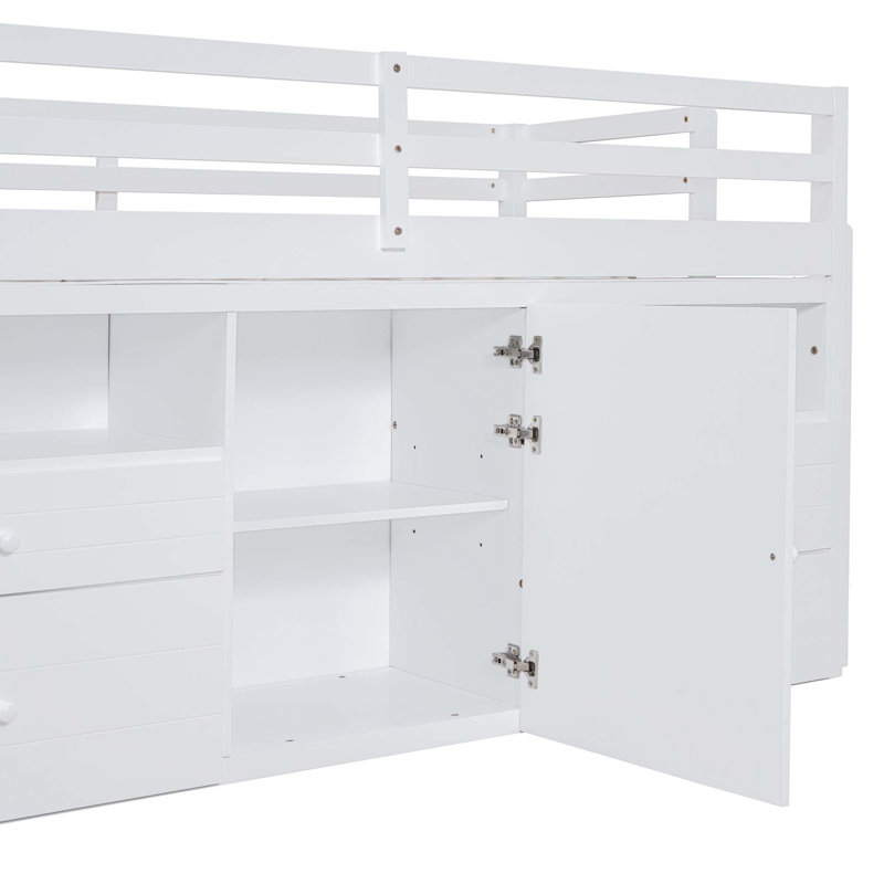 Ilsefriede Kids Twin Loft Bed with Drawers, White