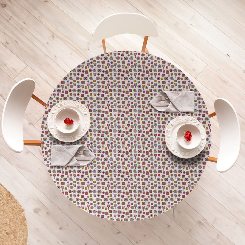 Bungalow Rose Hipster Fitted Round Tablecloth Multicolor, 47.24" Round