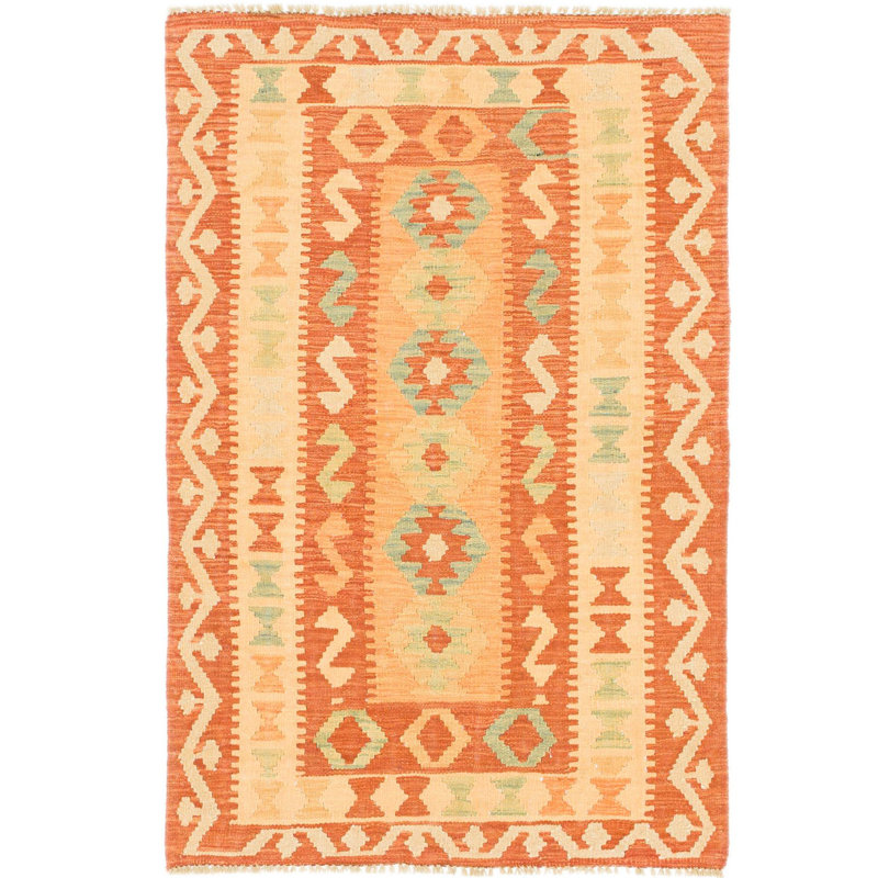 Tapis en laine rectangulaire 3 pi 2 po x 4 pi 10" one-of-kind main-noué la new age rouille Elland