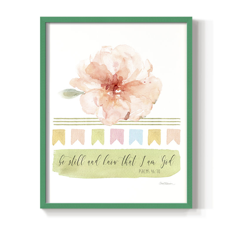Be Still Framed Print - Solid Wood, 15" H x 12" W, Green