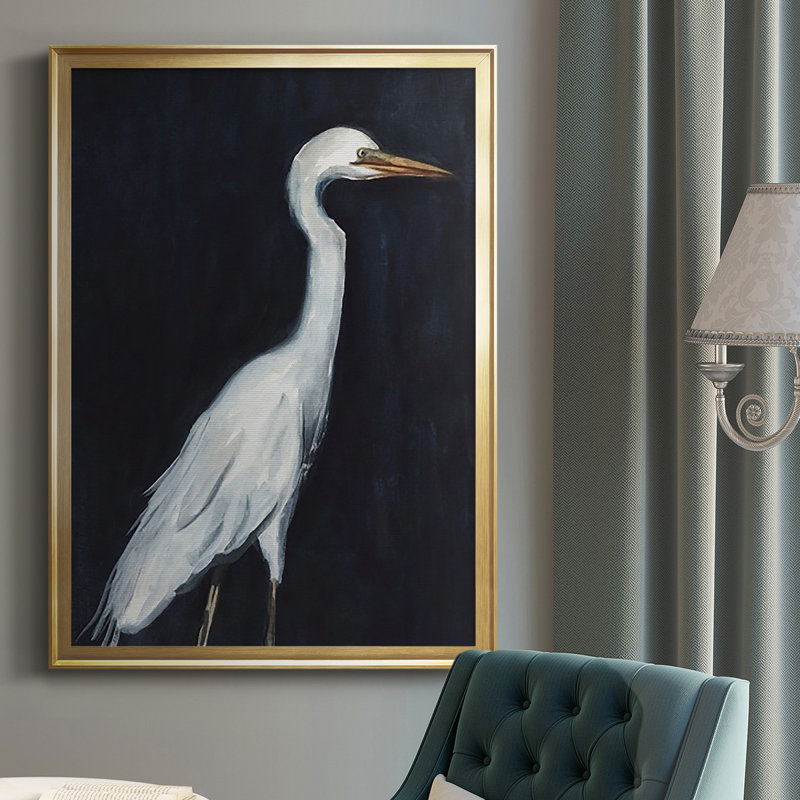 " Calm Great Egret II ", 42.5" H x 30.5" W x 1" D, Gold