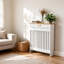 Radiator Cover with Built-In Drawer and Lift Top Shelf, White Frame with Wood-Effect Top, 112cm Wide x 19cm Deep x 95.5cm High-138036591