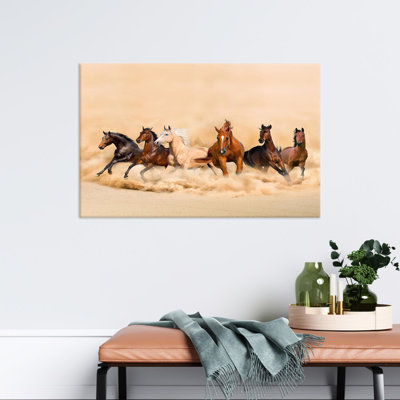 Running Horses Themed Cotton Canvas Wall Art Perfect for Loft Spaces and Ideal as a Unique Gift