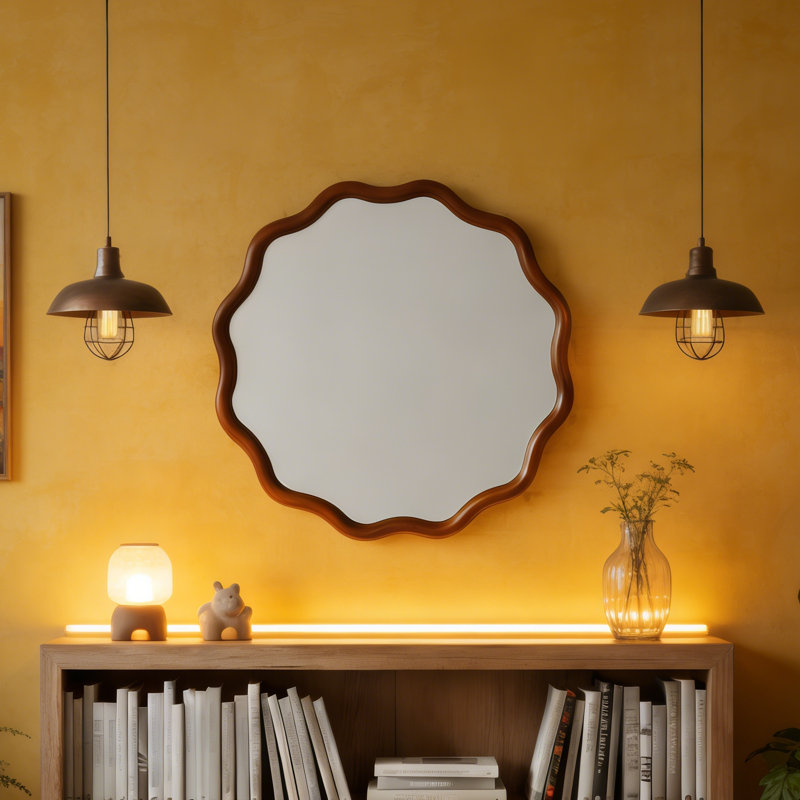 Miroir Wavy, 36 po x 36 po, Black Walnut