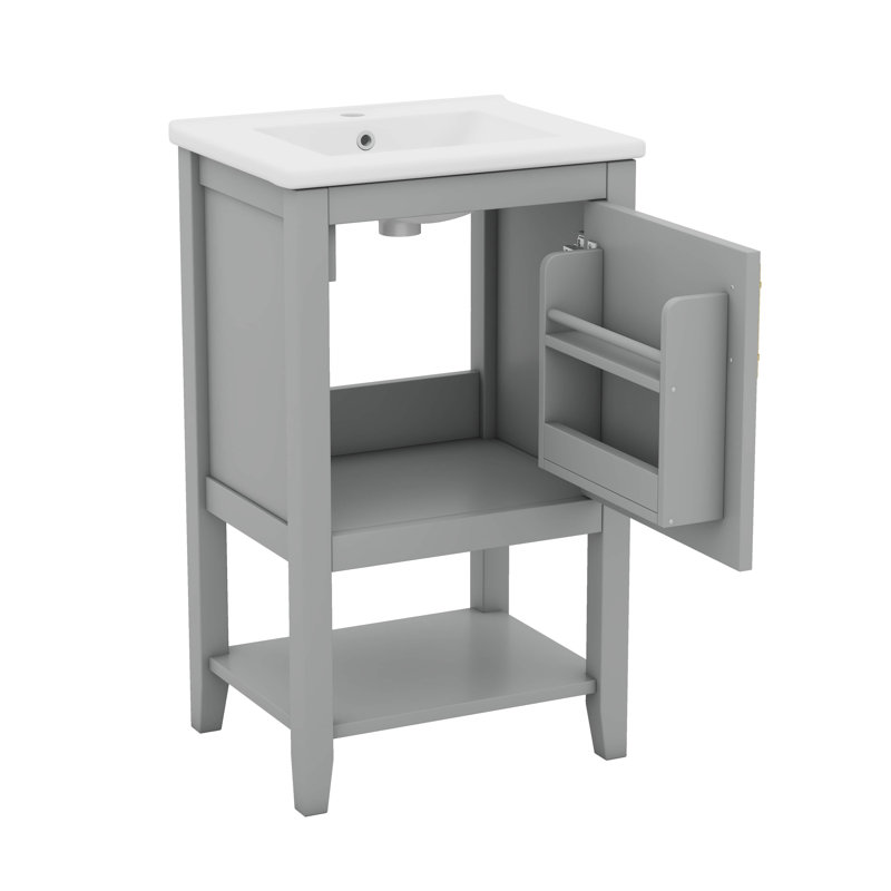 Maximiser l'espace de rangement avec meuble-lavabo de 20 po avec lavabo et tablette ouverte, Gris
