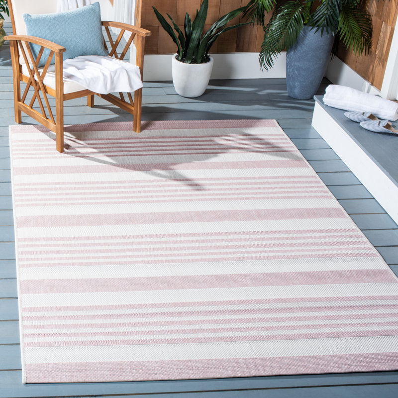 Tapis d'intérieur / extérieur à rayures Ketilfrith Performance, Rectangle 5 pi 3 po x 7 pi 7 po