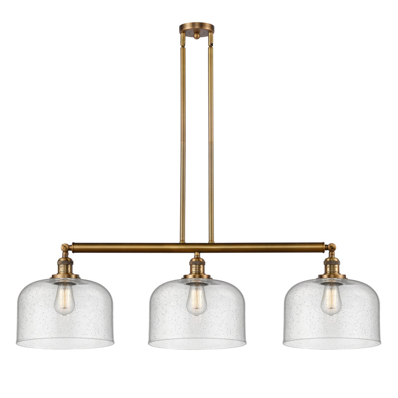 Bell - Luminaire suspendu pour îlot de cuisine 3 lumières 42 " , Laiton brossé, Grainé, DEL