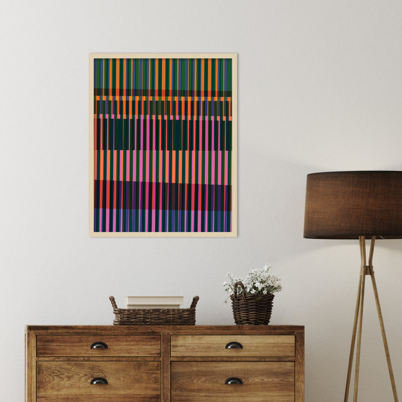 «Abstract Lines 17» par Beth Vassalo, impression sur bois encadrée, H 13 po x l 11 po, Encadrement brun
