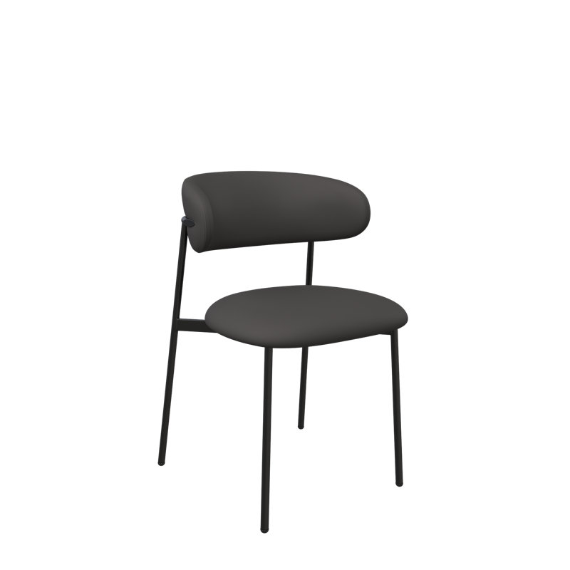 Luna Leather Dining Chair, Dark Grey