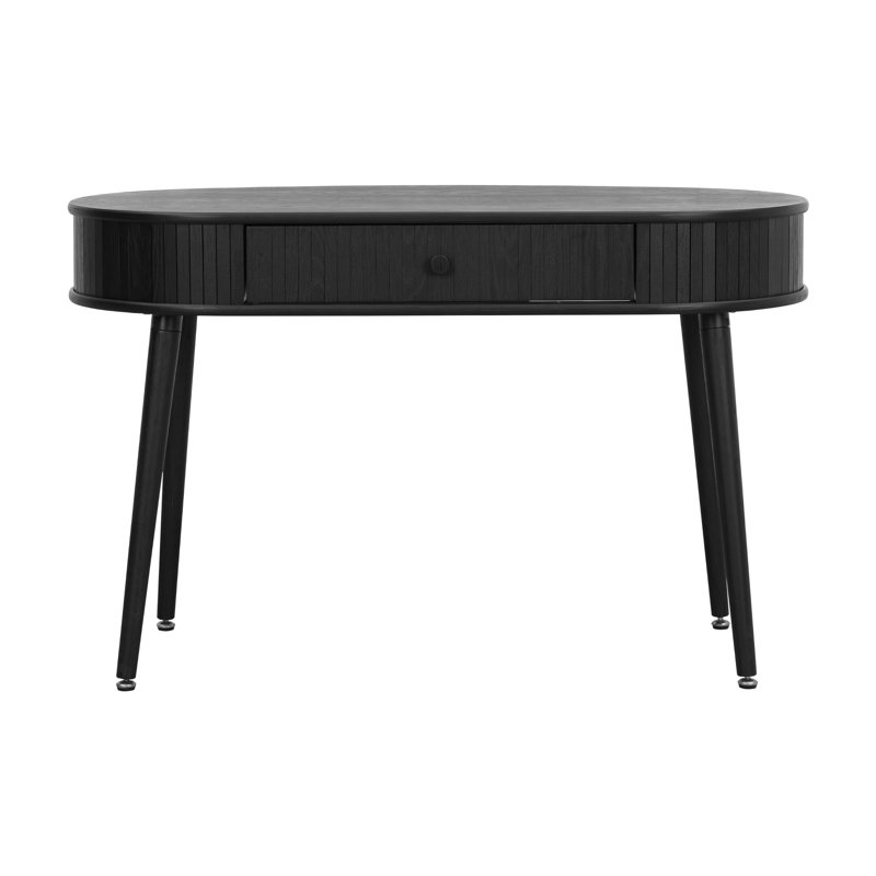 Bureau d'écriture Stream avec tiroir caché et rainures verticales, Noir brûlé