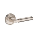 Lake Forest Privacy Lever with Recessed Round Rose in Unlacquered Brass