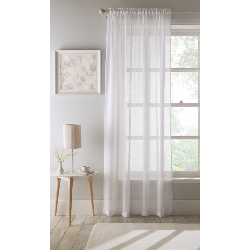 Cartell Slot Top Semi Sheer Curtain, 140 W x 122 D cm, White