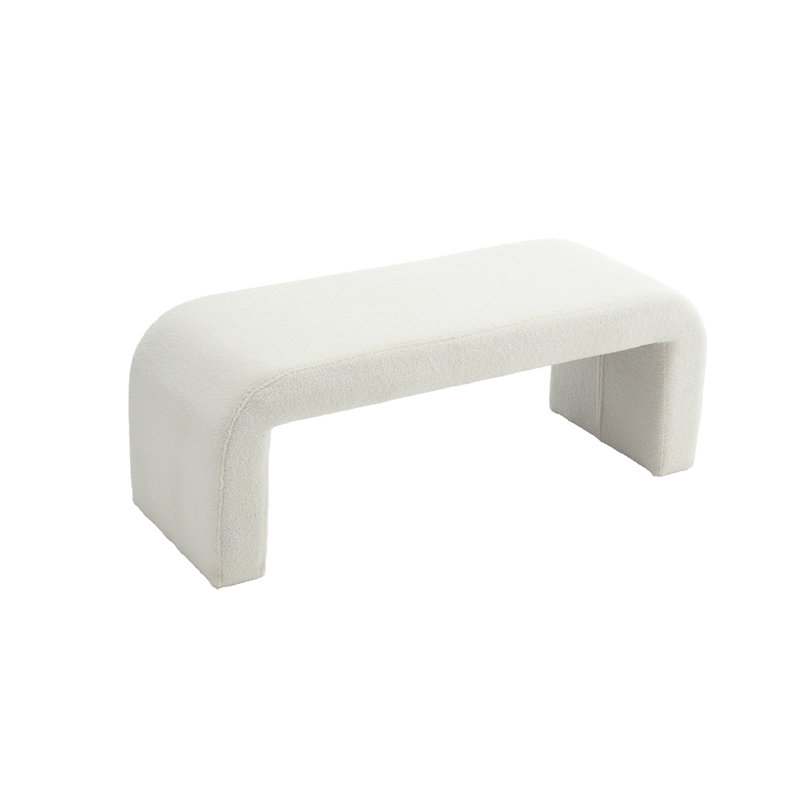 Modern and Lovely Sherpa Bench, Sleek Bench for End of Bed, Porch and Dining Room, White