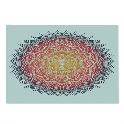 Ambesonne Geometric Cutting Board Large Size Mandala Orient Heart Multicolor