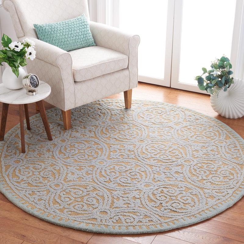 Sadik Hand Tufted Wool Geometric Rug, Round 8'