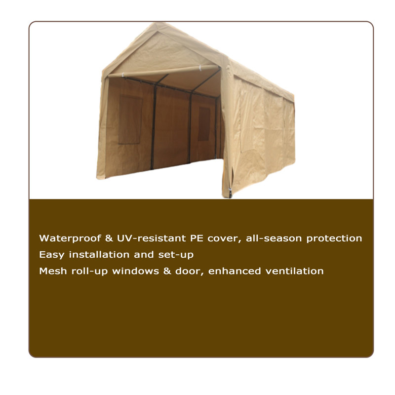 12 ft. W x 20 ft. D Polypropylene and Iron Garage Shed, Sand