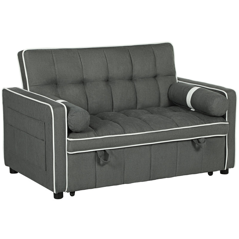 Seila 2 Seater Linen Sofa Bed, Grey