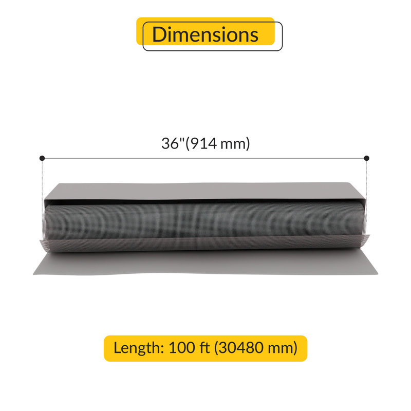 Brixwell 69-68 Roll Screen Cloth 42" Width Gray Finish, Gray, 1200" L x 42" W