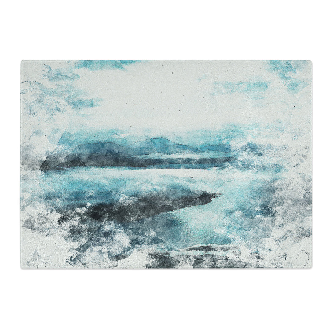 Tempered Glass Aerial View of the Isle of Skye in Scotland Watercolour Chopping Board