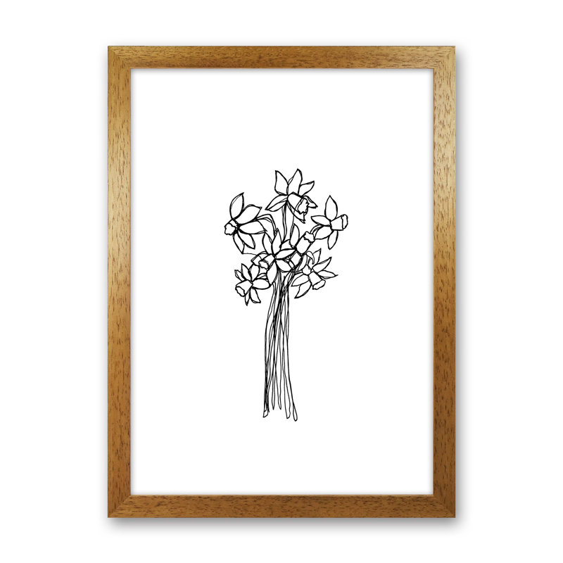 Daffodils Line by Carissa Tanton - Print, 63cm H x 46cm W x 3cm D, Oak Framed