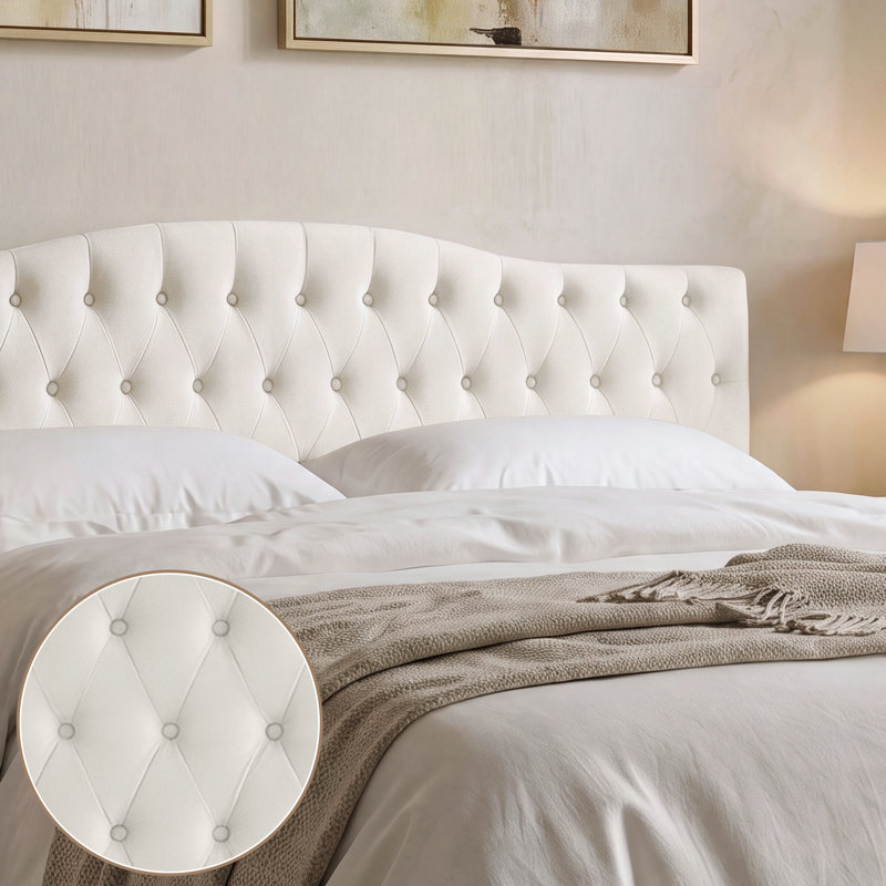 Aveigha Upholstered Headboard, Twin, White Velvet