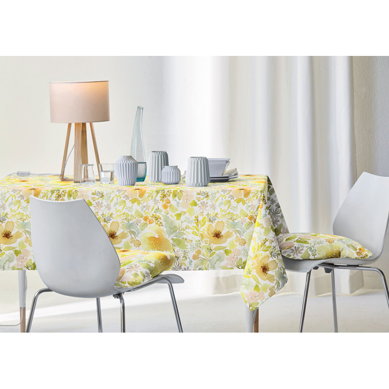 Bailynn Rectangular Floral Tablecloth, Yellow